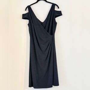 Ralph Lauren Black Midi Off-Shoulder Style Cocktail Dress Size 6